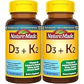 Nature Made Vitamin D3 K2, 5000 IU (125 mcg) Vitamin D, Dietary Supplement for Bone, Teeth, Muscle and Immune Health Support, 30 Softgels, 30 Day Supply - Pack of 2