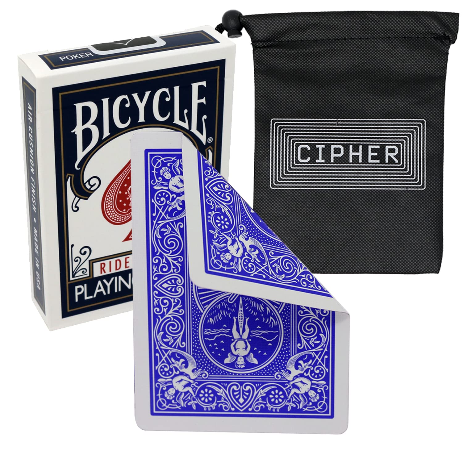 Bicycle Double Back Playing Cards - Gaff Bicycle Deck - Includes Cipher Playing Cards Bag (Blue/Blue)