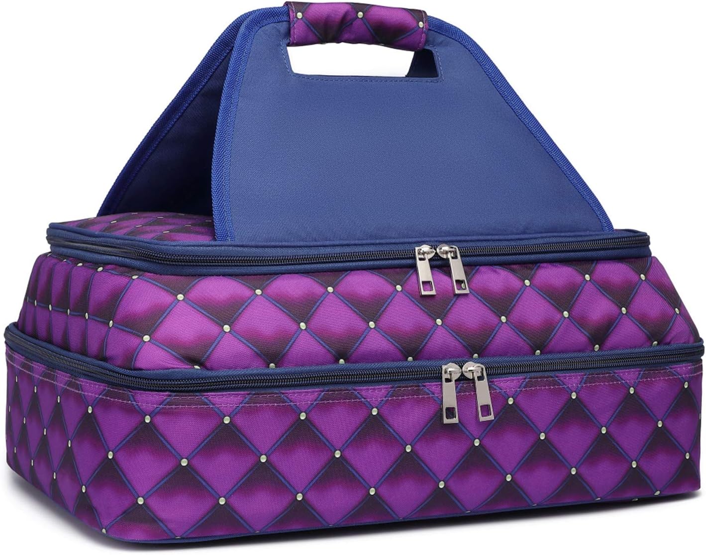 KatieKay Insulated Casserole Carrier-Hot Cold Food Delivery Bag-Casserole Dish Carrier (purple/blue)
