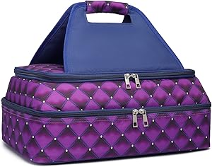 KatieKay Insulated Casserole Carrier-Hot Cold Food Delivery Bag-Casserole Dish Carrier (purple/blue)