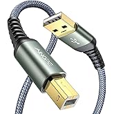 AINOPE Cable de impresora USB, 6.6 pies/6.6 ft, cable USB MiDi nunca se rompe USB 2.0 tipo A macho a B macho cable de escáner