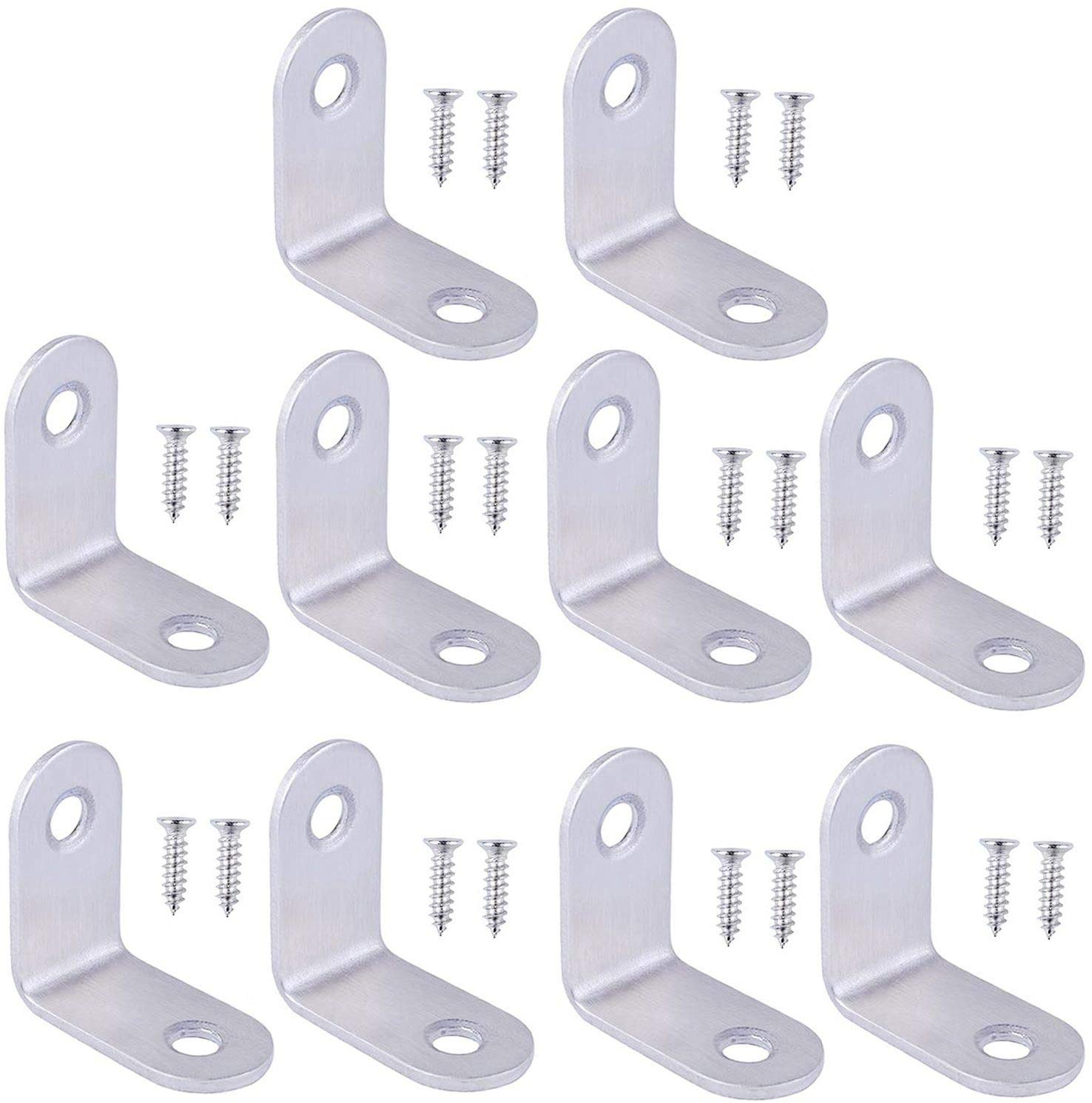 TERF® 10 Pcs Stainless Steel 30mm X 30mm Angel L Shape 90 Degree Corner Brace Bracket Joining Fixing Self Support Repair with Fixing Screw