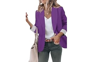 Genhoo Blazer Jackets for Women Open Front Long Sleeve Work Office Casual Blazers with Pockets S-2XL