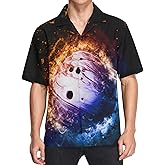 visesunny Hawaiian Shirt for Men Abstract Bowling Sport Short Sleeve Beach Summer Casual Button Down Aloha Shirt Quick Dry