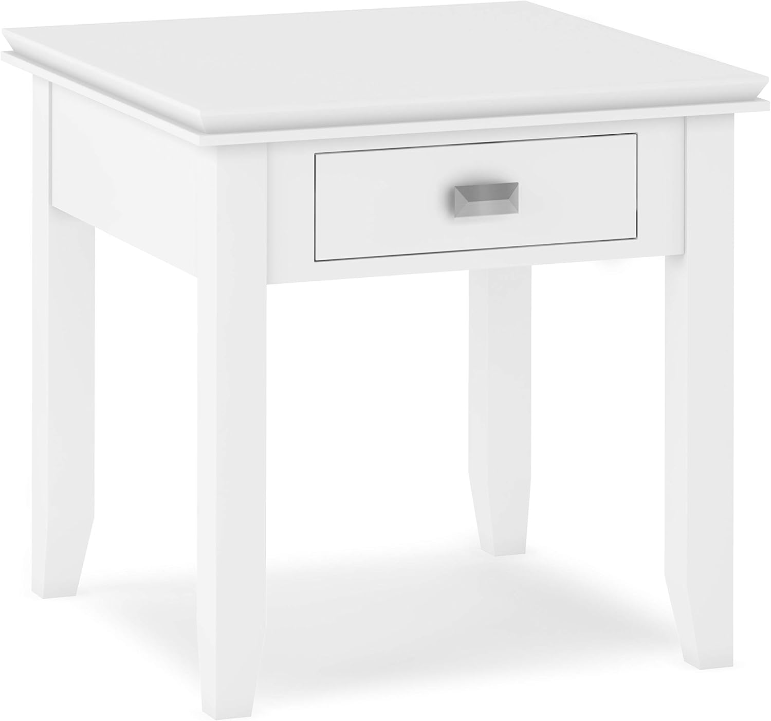SIMPLIHOME Artisan SOLID WOOD 21 inch wide Square Contemporary End Side Table in White with Storage, 1 Drawer, for the Living Room and Bedroom