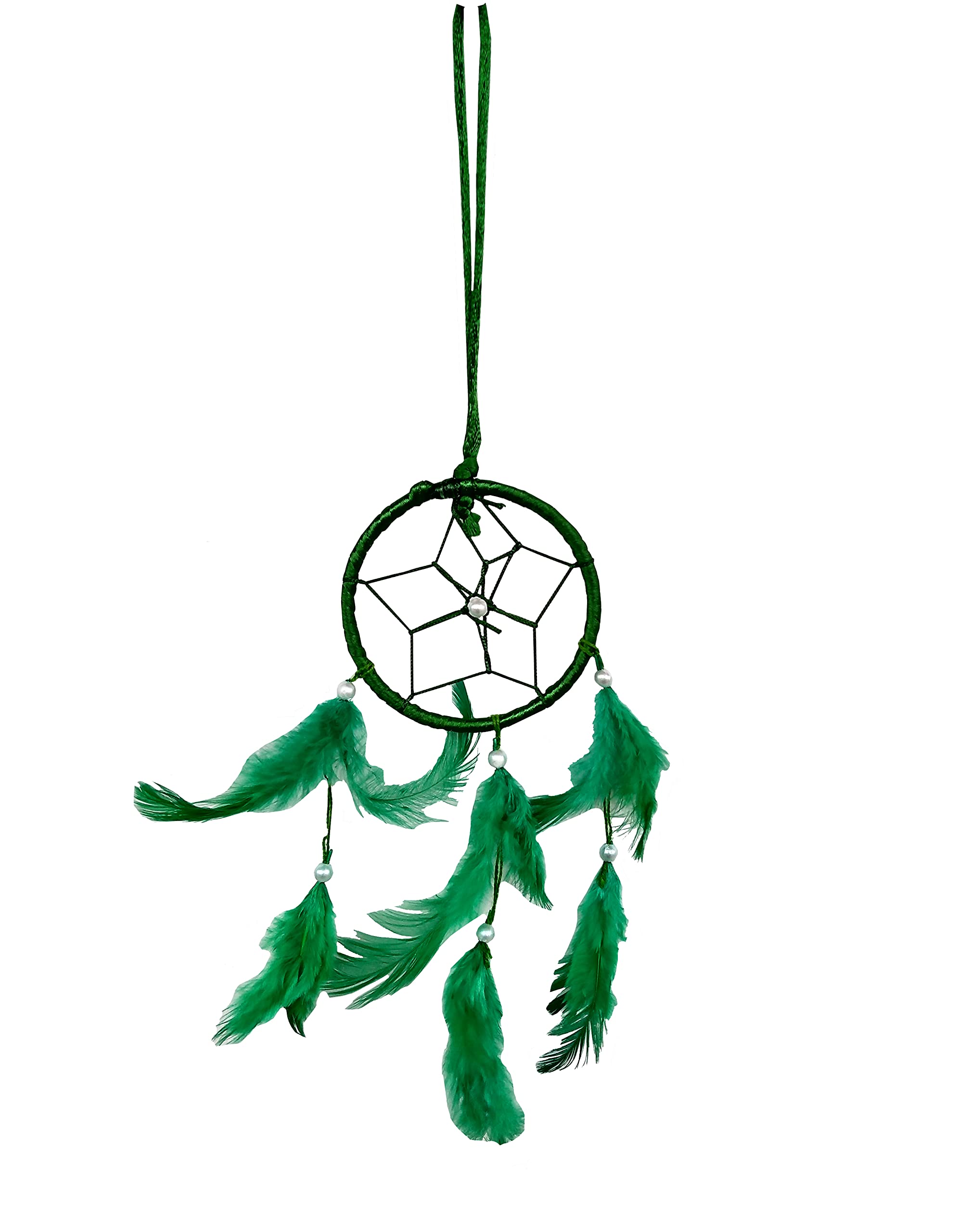 Rastogi Handicrafts Dream Catchers Wall Decor, Decoration Room Hanging Handmade Home Car Bedroom Nursery Feather Decor (Green 3" Ring)