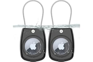 HATALKIN Compatible with Apple AirTag Holder, 2 Pack IPX8 Waterproof AirTag Secure Holder with Wire Cable Air Tag Lock Keychain Key Ring Holder Case Luggage tag for Keys, Luggage, Backpack