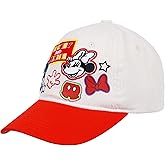 Disney Mickey and Minnie Mouse Corduroy Patch Baseball Cap, Embroidered Cartoon Snapback Hat, Red and White