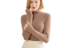 GENERIC Cashmere Sweaters for Women 2025 Mock Neck Long Sleeve Wool Sweater Fall Warm Soft Lightweight Knit Pullover Tops