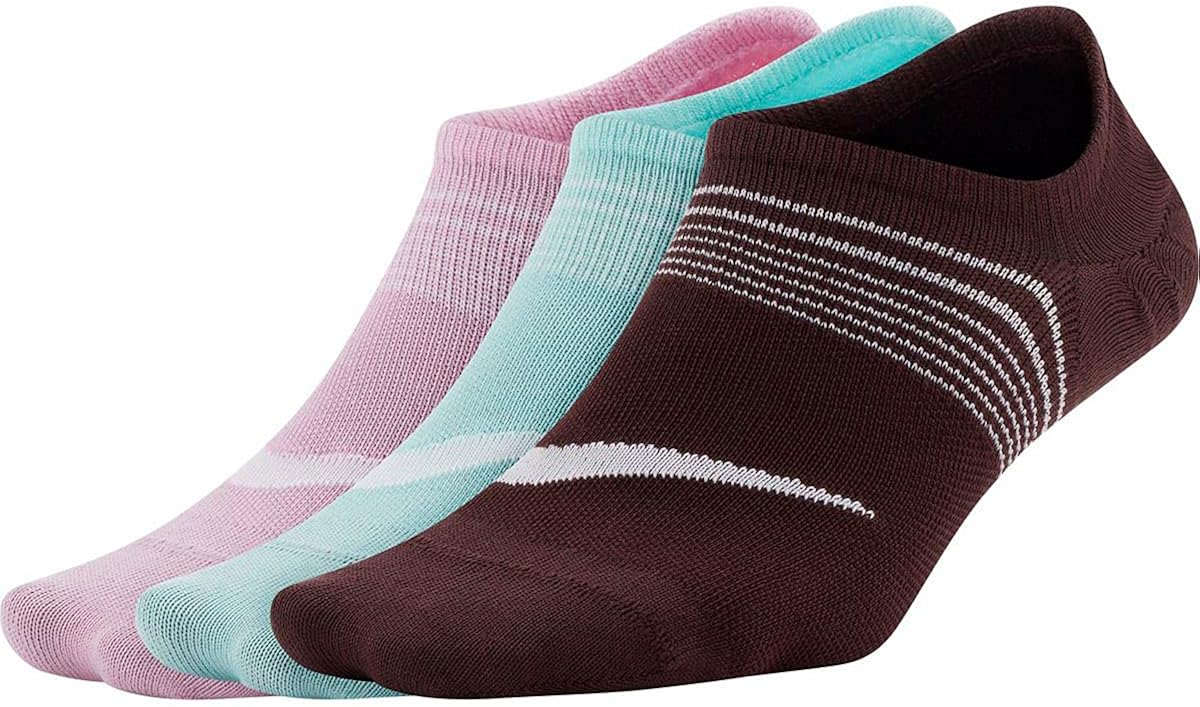 Nike Women`s Everyday Plus Lightweight Training Footie Socks 3 Packs (Light Arctic Pink(SX5277 