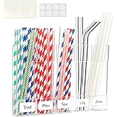 Celsisignis Acrylic Straw Holder for Cabinet, Straw Storage Container for Cupboard with Double Sided Adhesive and Stickers, Reusable Drinking Straws Dispenser for kitchen Storage