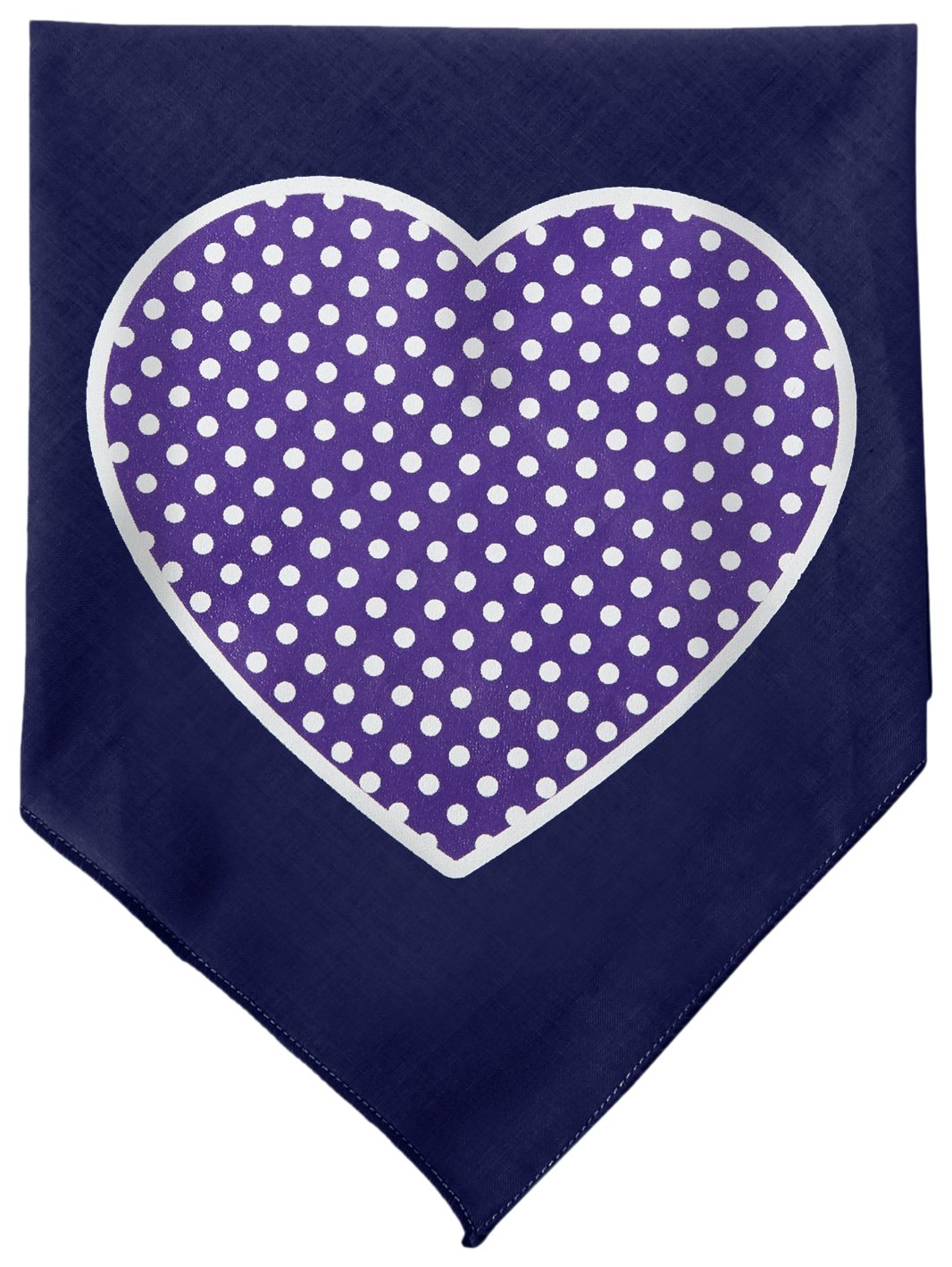 Mirage Purple Swiss Dot Heart Screen Print Dog Bandana, Small, Navy Blue