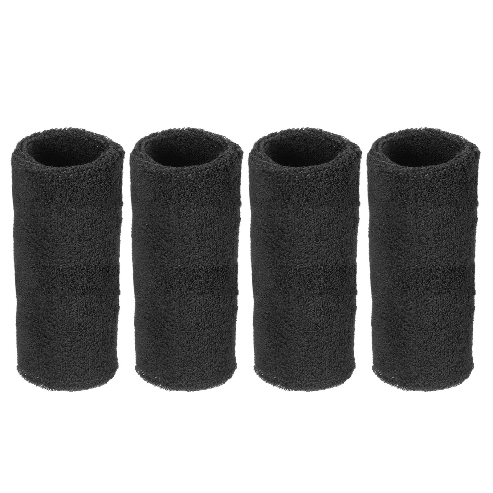 M METERXITY 4 Pack Wrist Brace - Elastic Air-Permeable Cotton Terry Cloth Sweatband, Apply to Tennis/Basketball/Running (8x15cm, Black)