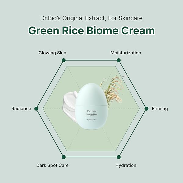 DR.BIO GREEN RICE BIOME CREAM (1.69 FL.OZ) WITH PROBIOTIC, VEGAN MOISTURISER, REDUCE DARK SPOT, TREAT HYPERPIGMENTATION & BLEMISH, RADIANT SKIN, SKIN BARRIER CARE, FRAGRANCE-FREE, KOREAN SKINCARE