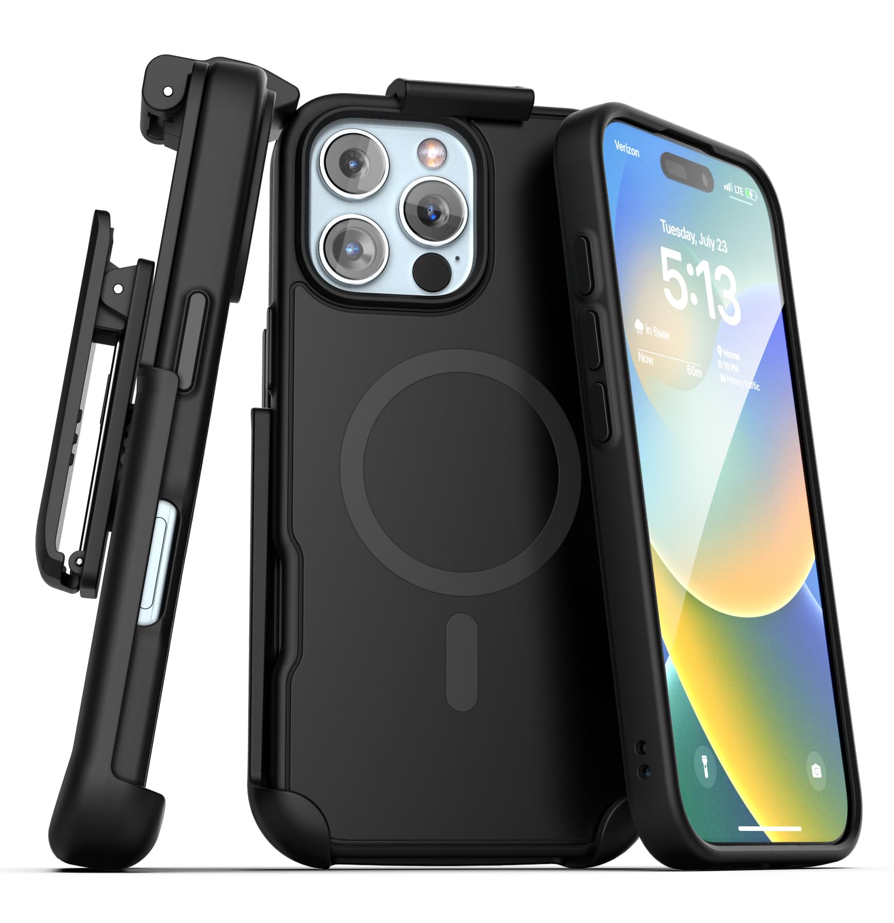 Encased SlimShield for iPhone 16 Pro Max Belt Clip Case with Phone Holster (Compatible with MagSafe) Matte Black