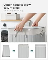 SONGMICS Bamboo Laundry Basket with Lid 2 Sorting Compartments 100L Grey view 8