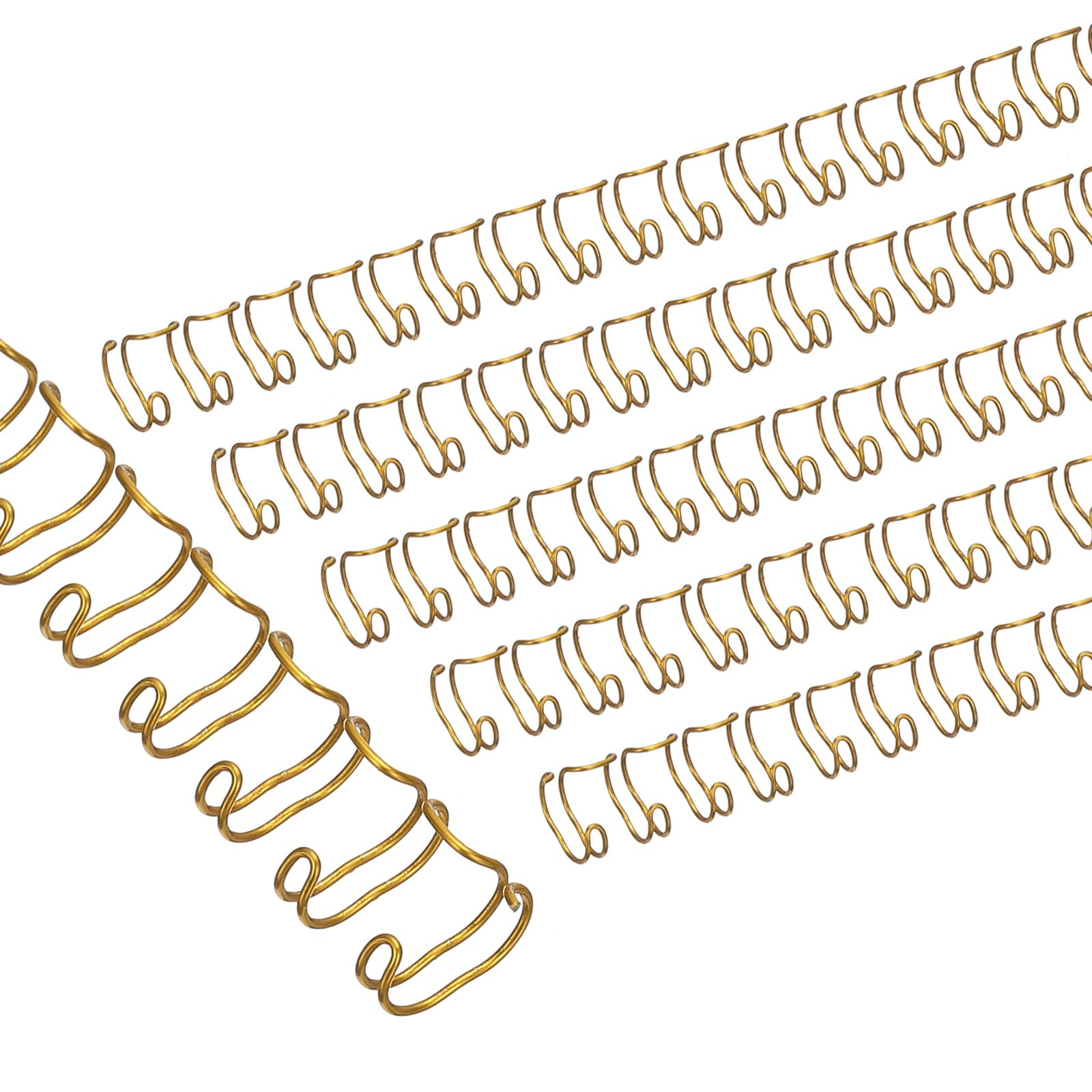 PATIKIL 6mm (1/4") Double Loop Wire Binding Combs, 100 Pcs Metal Twin Loop Binding Coils 20 Sheet Capacity 3:1 Pitch 32 Ring Binding Spines, Gold