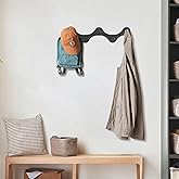 VAN CADENE 2 Pack Wavy Coat Hooks - 10 Heavy Duty Screw-Mounted Hooks | 2x40cm Key Rack & Coat Organizer | Decorative Wall Storage for Entryway, Bathroom(2Pcs)