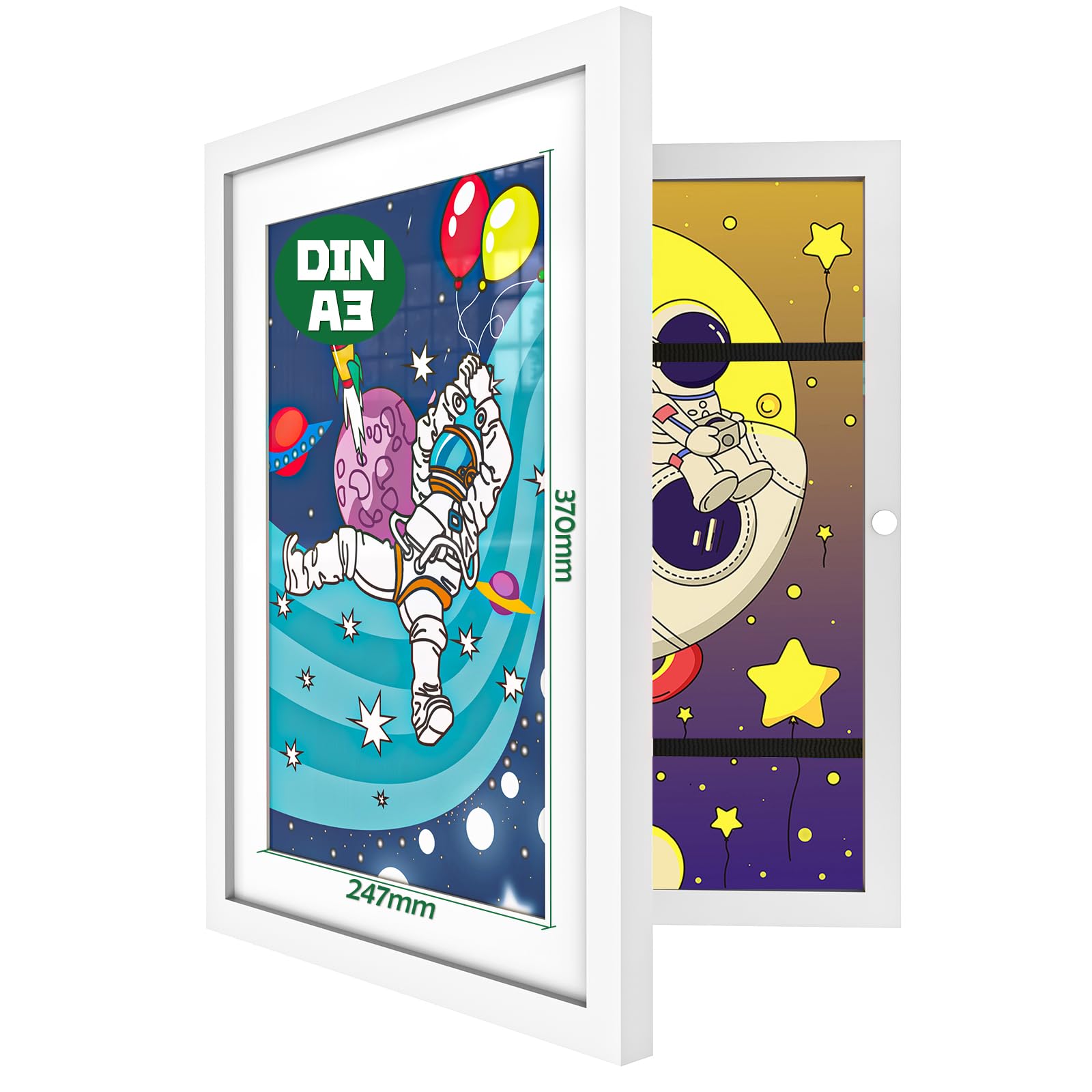 Hipsignal Kids Art Frames, A3 Photo Frame for 150 Pictures, Fillable Front Opening Kids Artwork Display Frame with Mount for Hang or Stand Display Children's Drawings(White)