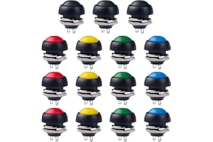 AWPEYE 12MM Waterproof Momentary Push Button Switch 15PCS ON- Off Switch (5 Colors)