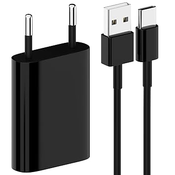 esorio® 2in1 Set USB C Kabel auf USB und Netzstecker USB in schwarz