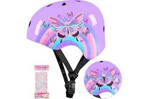 LEMMEKO Kids Bike Helmet Adjustable Youth Toddler Helmet with DIY Stickers for Girls Age 3-5-8-14 Years for Bicycle Scooter Skateboard Roller Skating