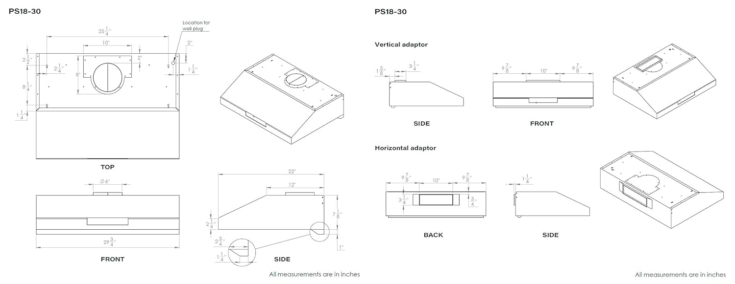 Hauslane Chef Series 30" PS18 Under Range Hood, Stainless