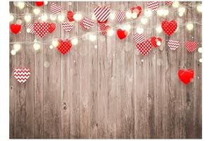 ALLENJOY Maijoeyy 7x5ft Valentine's Day Backdrop for Photography Rustic Wood Red Love Heart Valentines Backdrop Romantic Love Theme Valentine Photoshoot Backdrop Photo Booth Props