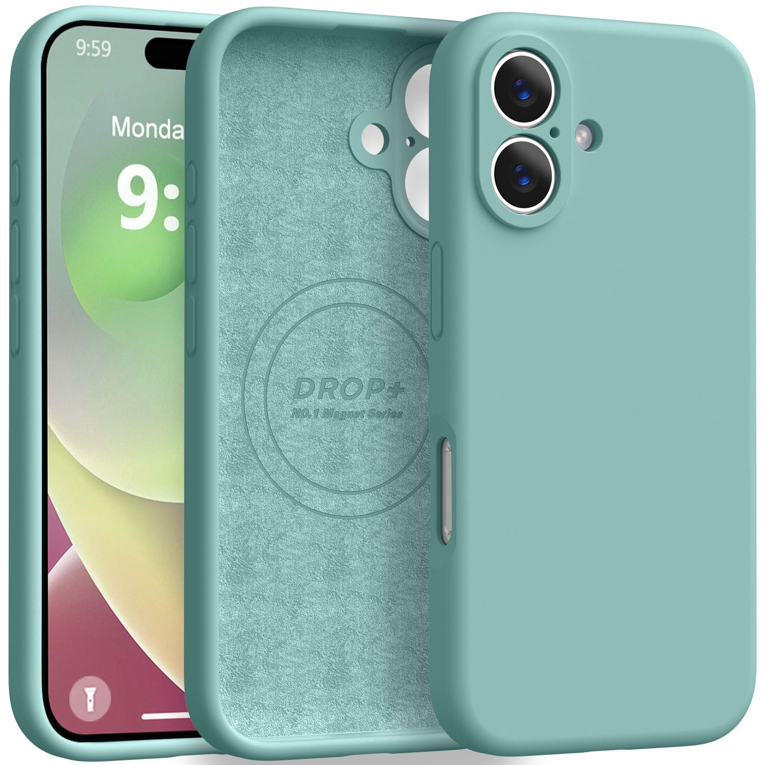 Photo 1 of Ktele Magnetic for iPhone 16 Case [Compatible with Magsafe] [Premium Silicone Satin-Smooth Touch] Slim Shockproof Anti-Scratch Microfiber Lining Case, 6.1 inch, Pine Green