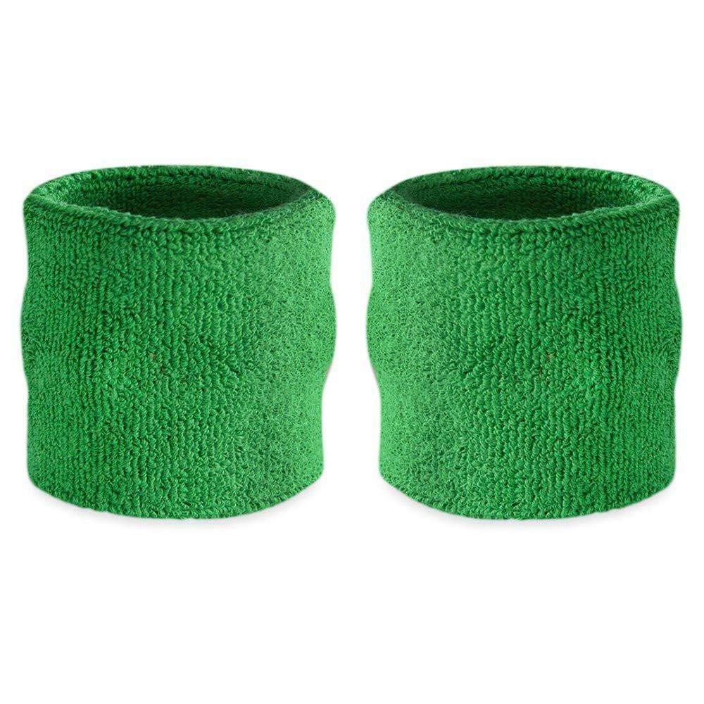 Suddora Wrist Sweatband - Athletic Cotton Terry Cloth Wristband For Sports (Pair) (Green)
