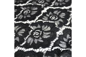 Texco Inc 4-Way Stretch Nylon Spandex Lace 58/60"-Sabrina Pattern/Floral, Wedding, Decorations, Apparel Fabric, DIY Projects, Black 2 Yards