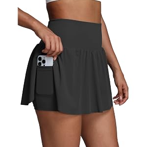 Sogetdo Flowy Tennis Skirt for Women with 2 Pockets | High Waisted, Built-In Shorts, Golf Skorts, Running, Pickelball, Athlet
