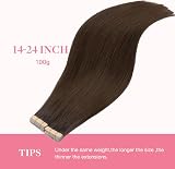 GOO GOO Tape In Hair Extensions 20inch 100g 40pcs Chocolate Brown Remy view 7