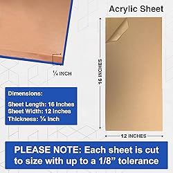 Duco Clear Cast Acrylic Sheets 1/4 Inch Thick 12" X
