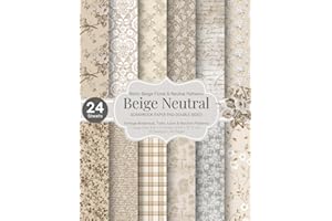 Beige Floral Scrapbook Paper Pad: Vintage Botanical, Toile, Lace & Neutral Patterns – 12 Double-Sided Designs · 48 Pages for 