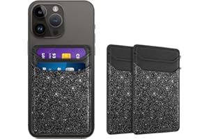 Yiyahu 2Pack Adhesive Phone Card Holders, Cell Phone Card Wallets Sleeves Stick On, Credit Card Holders Pouch for Back of iPhone, Android and All Smartphones, Black