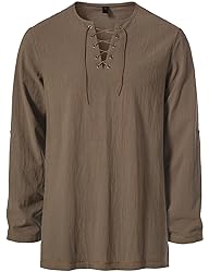 JEMITOP Men's Renaissance Costume Retro Lace Up