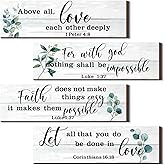 Yulejo 4 Pieces Bible Verses Wall Decor Psalms Scripture Wooden Christian Sign Rustic Wall Art Prayer Decorations for Home (Classic)