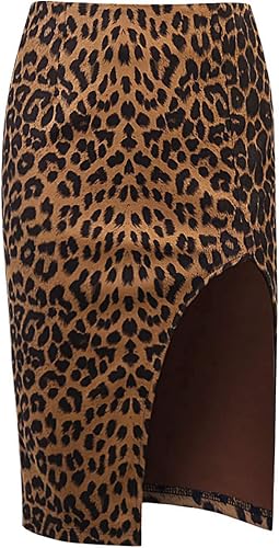Fahsyee Damen Lederrock, Figurbetont, Mini-Kunststoff, Hohe Taille