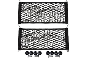 [2 Pack] Cargo Net for Cars RV Trunk Boats Home Stretchable Storage Mesh Pocket Net with 8 PCS Mounting Screws and Built-in H