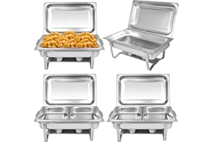 ORNKAT Chafing Dish Buffet Set[4 Pack] 8QT Stainless Steel Buffet Chafers,Catering Food Warmers Set with 6 Trays