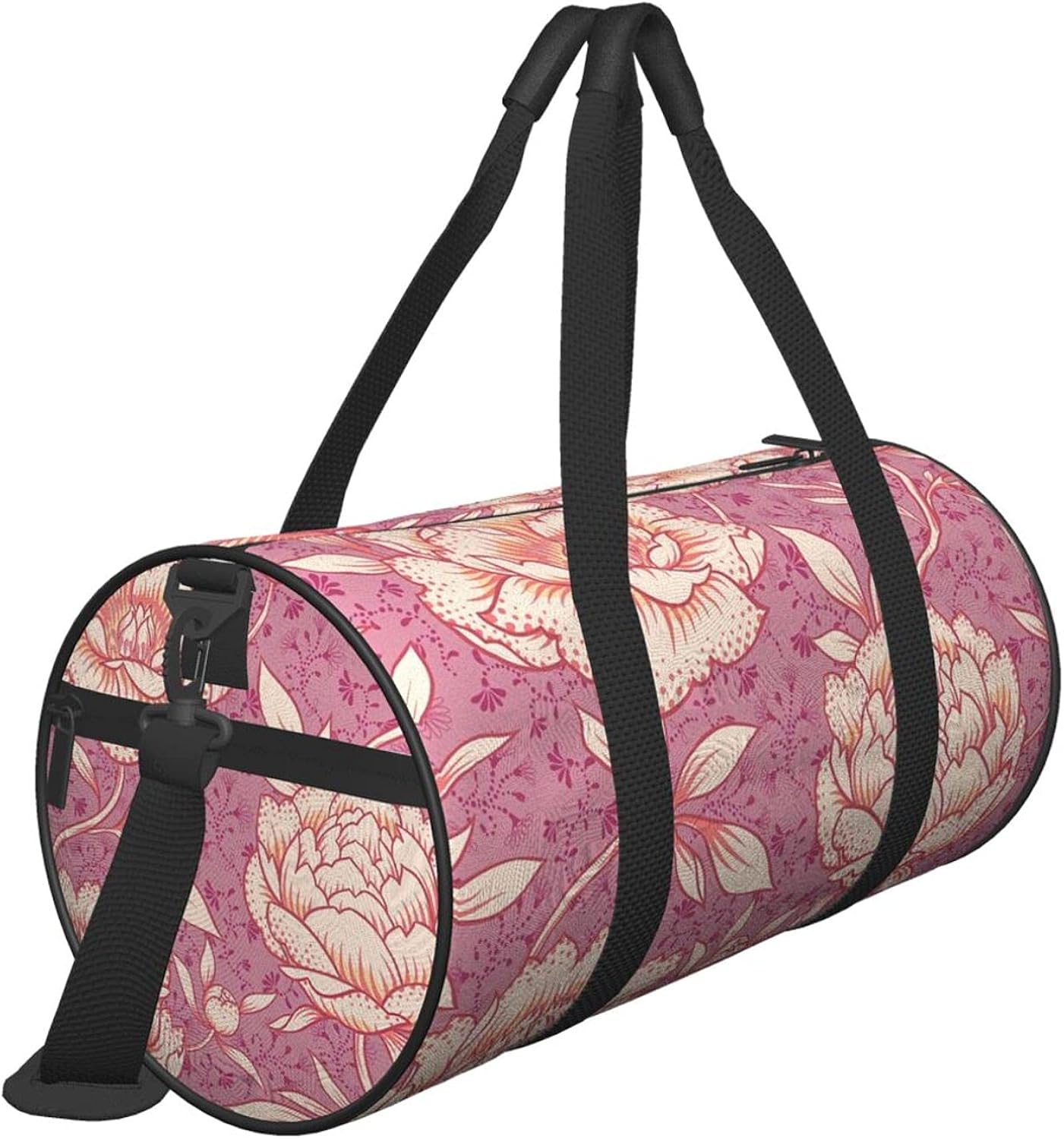 Peony Pink Pattern Canvas Duffle Bag Foldable Weekender Bag