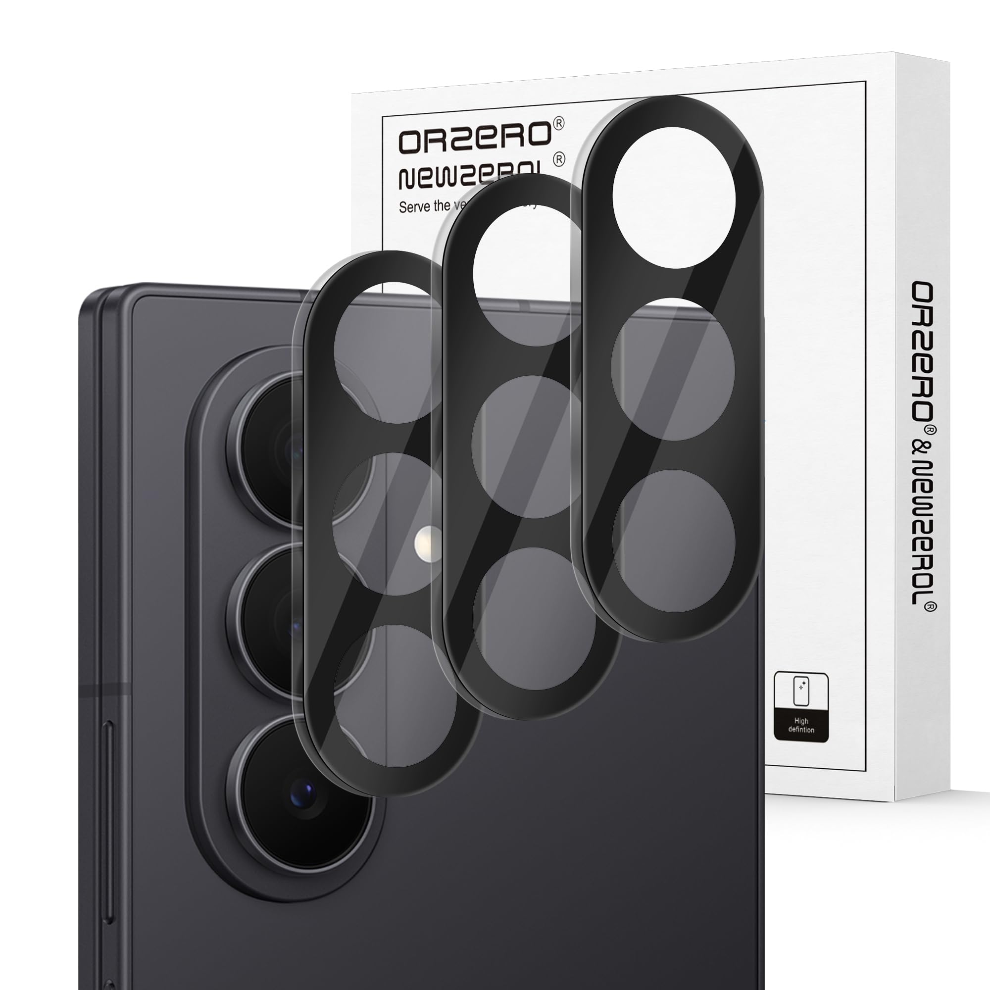 Orzero (3 Pack) Camera Lens Protector Compatible for Samsung Galaxy Z Fold 7, Protector de Cámera Tempered Glass 9H Precise Camera Cutouts Anti-Scratch Does Not Affect Night Shots and Flash