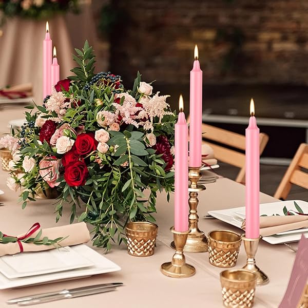 20 PCS PINK TAPER SPELL/CHIME TAPER CANDLE,4 INCH DINNER CANDLE STICKS FOR BIRTHDAYS, PARTIES, WICCA WICCAN SUPPLIES AND CHRISTMAS