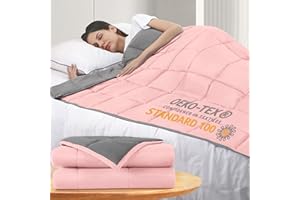 ROKDUK Weighted Blanket Twin 10 Pounds 48x72 in Weighted Blanket Throw Size for Adults Warm Minky Reversible Heavy Blanket with Premium Glass Beads (Grey Minky & Pink)