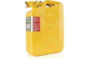 Wavian USA Authentic NATO Jerry Can and Spout System - Rust-Proof, EPA & CARB Compliant, Yellow, 20 Litre, Wavian 5 Gallon Gas Cans for Diesel