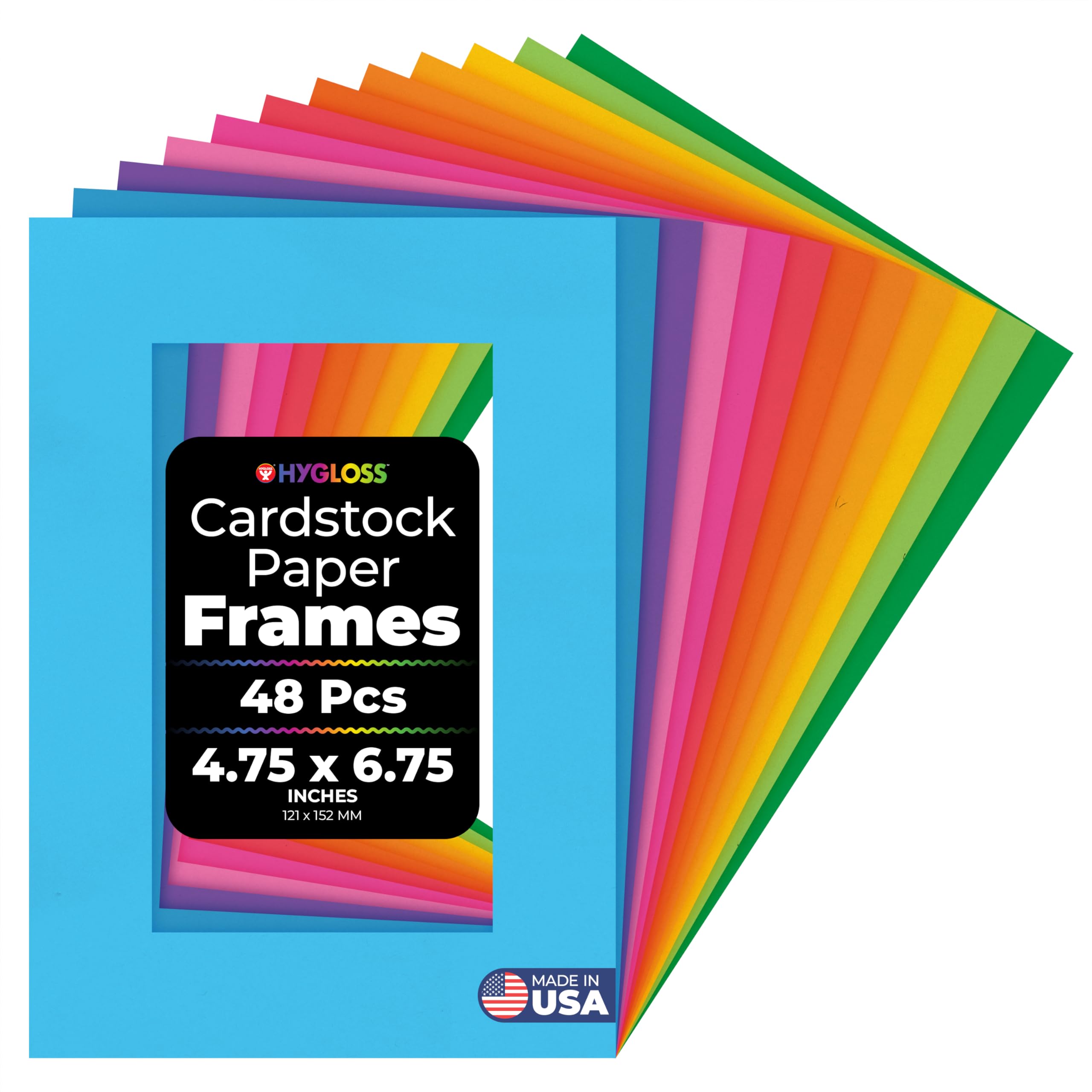 Photo 1 of Hygloss Products Bright Specialty Frames Cardstock Paper Frame- Small - 4.75 x 6.75 Inches- Center Size of 2.75 x 4.75 Inches - (10-12 Colors)- 48 Count