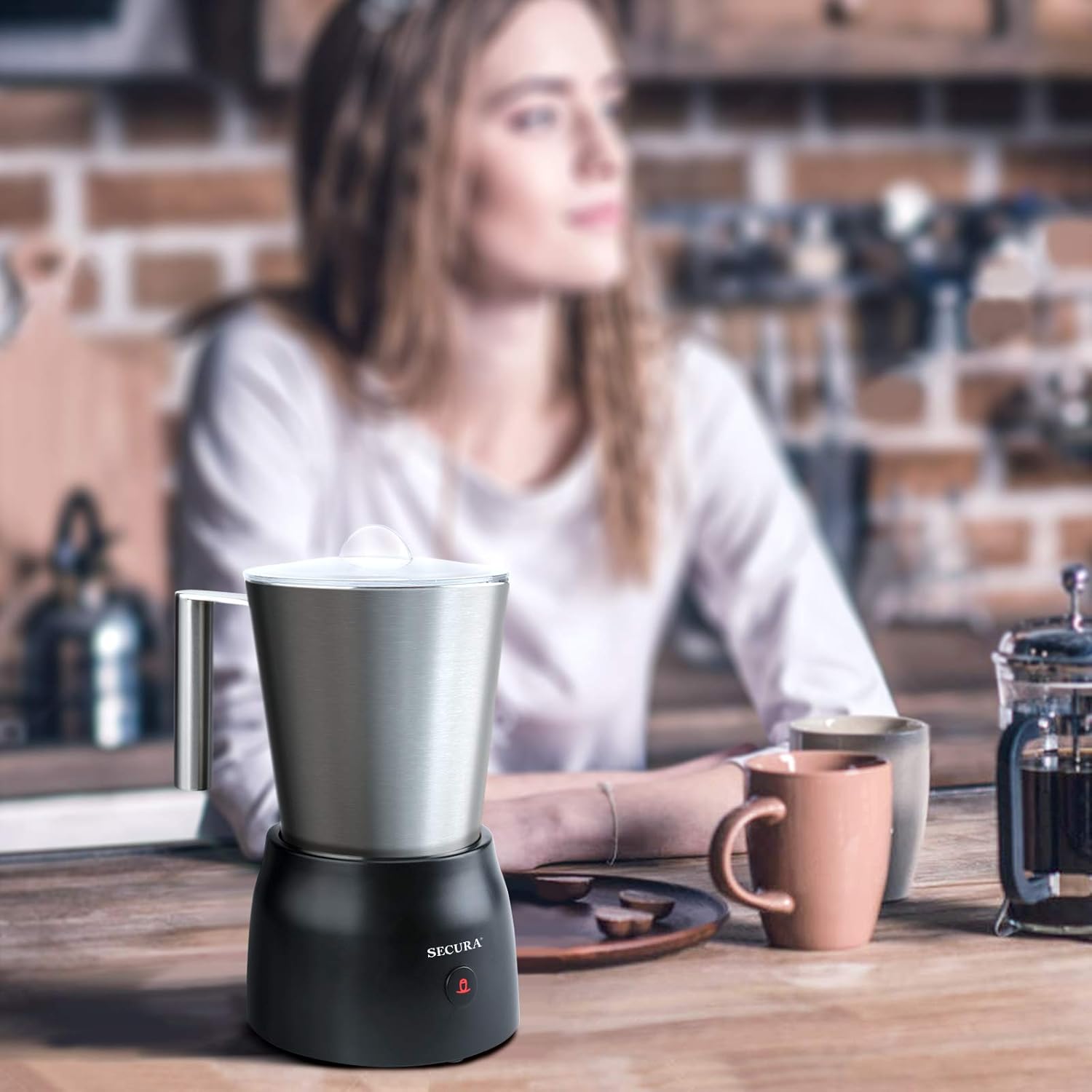 Secura 4 in 1 Electric Automatic Milk Frother and Hot Chocolate Maker Machine 17oz/500ml Foam Stainless Steel Dishwasher Safe Cordless Detachable Milk Jug: Kitchen & Dining