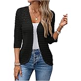 winkbay Women's Open Front 3/4 Sleeve Cardigan Lightweight Dressy Casual Knit Work Sweaters Outerwear