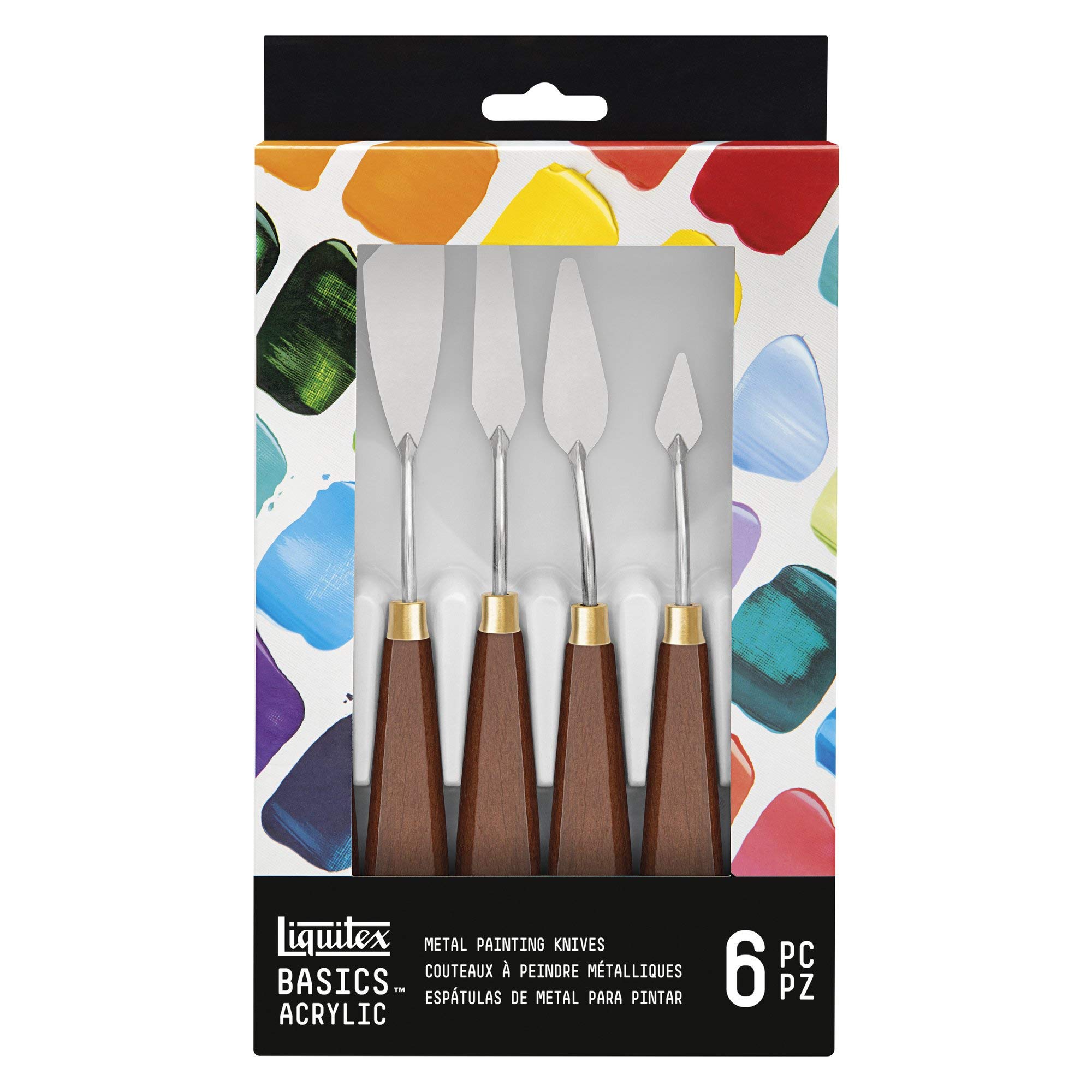 LIQUITEX Basics Knife Set with Rustproof Elastic Metal Blade for Acrylic Oil Paints 6 Palette Knives, None